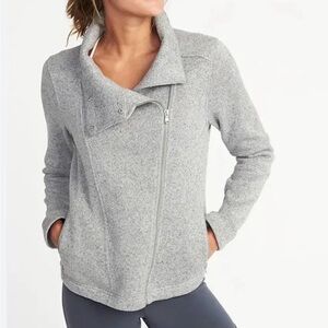 Old Navy Active Go-Dry Moto Marled Gray Jacket Size Large